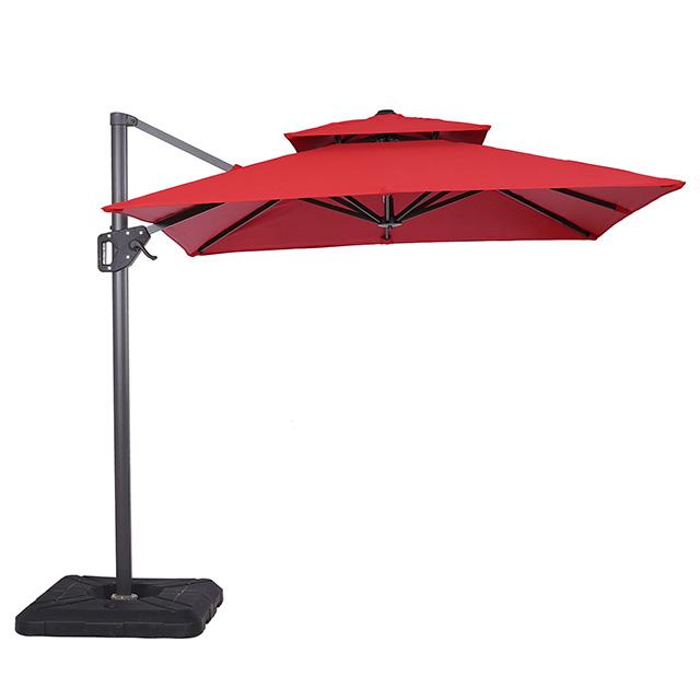 Fida 8 Ft Square Umbrella w/ Double Top + 37" Large Base - Furniture 4 Less Outlet (Salinas,CA)