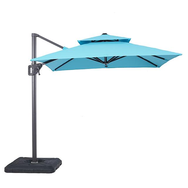 Fida 8 Ft Square Umbrella w/ Double Top + 37" Large Base - Furniture 4 Less Outlet (Salinas,CA)