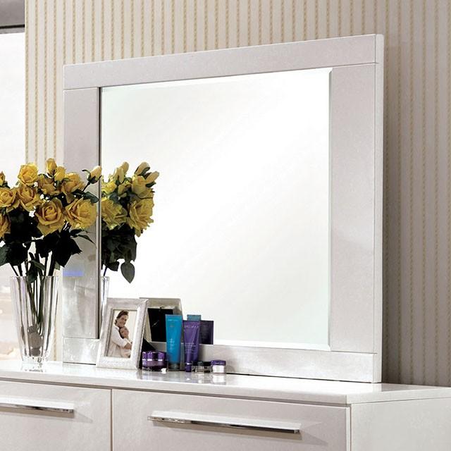 CLEMENTINE Glossy White Mirror - Furniture 4 Less Outlet (Salinas,CA)