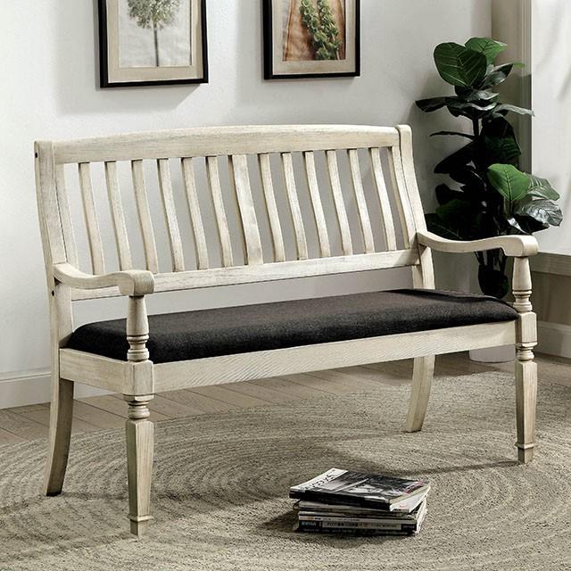 Georgia Antique White/Gray Love Seat Bench - Furniture 4 Less Outlet (Salinas,CA)