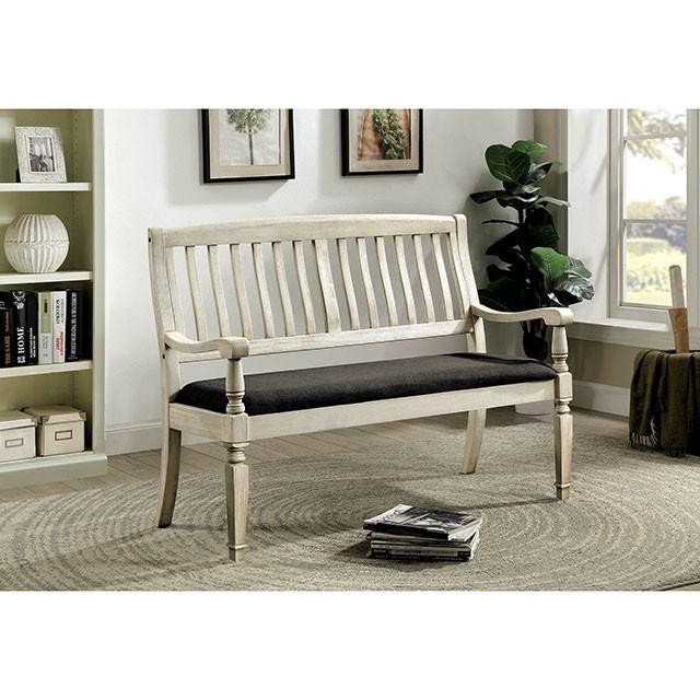 Georgia Antique White/Gray Love Seat Bench - Furniture 4 Less Outlet (Salinas,CA)