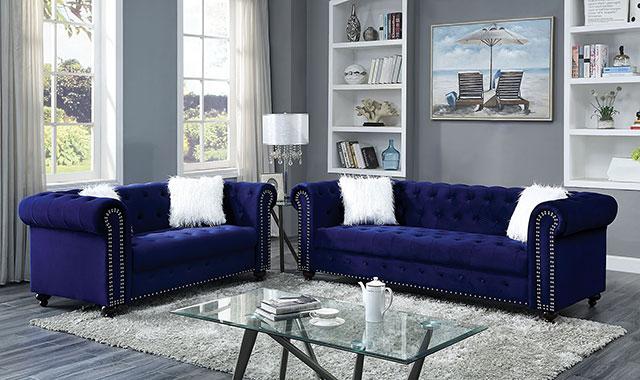 GIACOMO Loveseat, Blue - Furniture 4 Less Outlet (Salinas,CA)