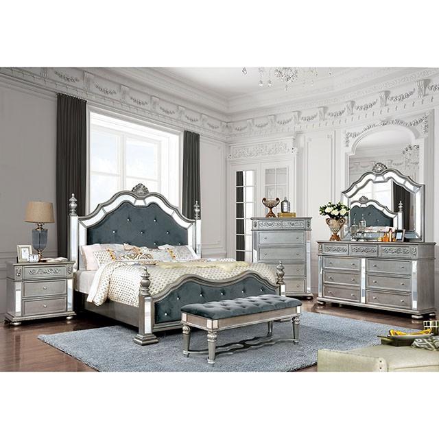 Azha Silver/Gray Cal.King & Queen Bed - Furniture 4 Less Outlet (Salinas,CA)