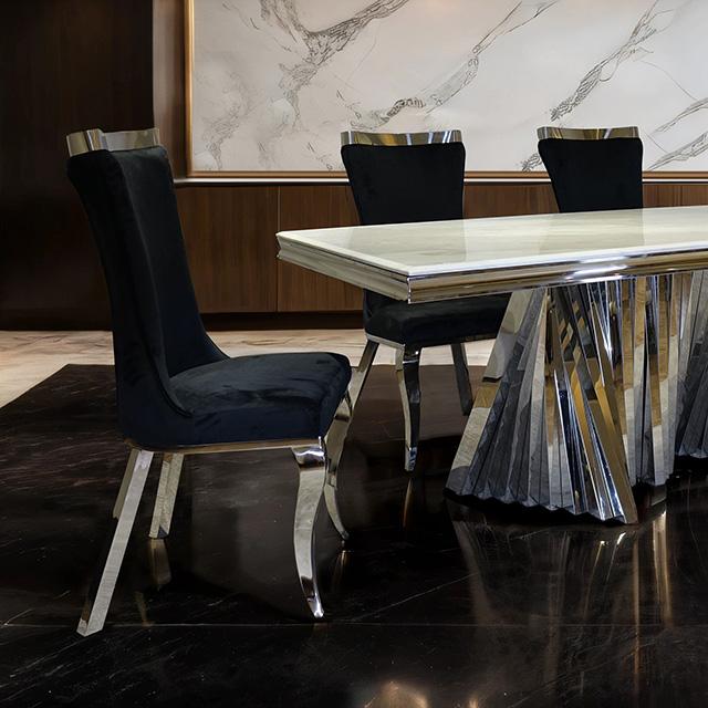 Basilicata 7 Pc Dining Table Set Chrome & Gold 5 - Furniture 4 Less Outlet (Salinas,CA)