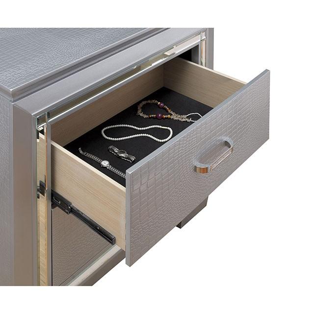 BELLANOVA Silver Night Stand - Furniture 4 Less Outlet (Salinas,CA)