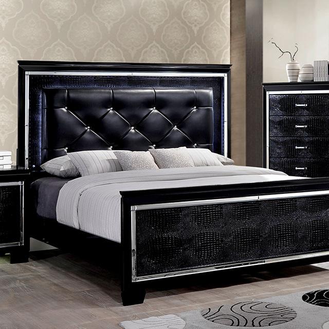 Bellagrand Bed Oak, Silver & Black - Furniture 4 Less Outlet (Salinas,CA)