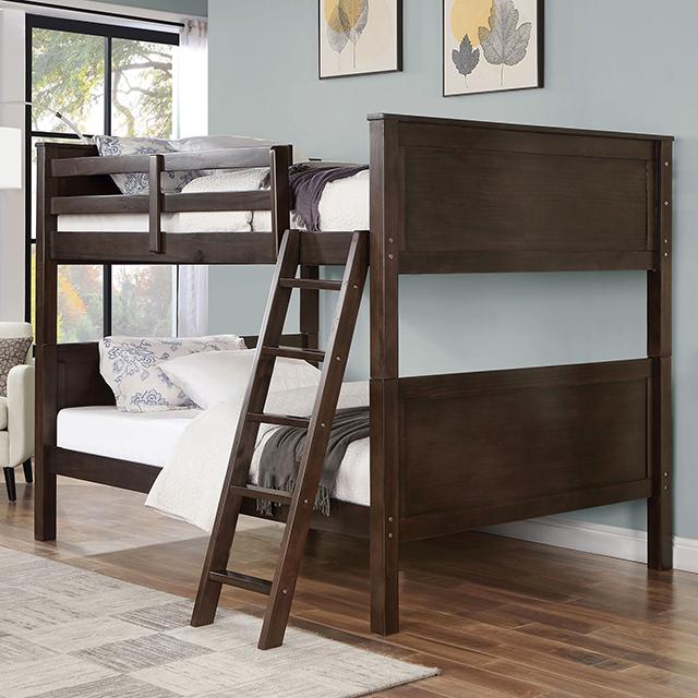 STAMOS Full/Full, Twin/Full, & Twin/twin Bunk Bed, Walnut - Furniture 4 Less Outlet (Salinas,CA)