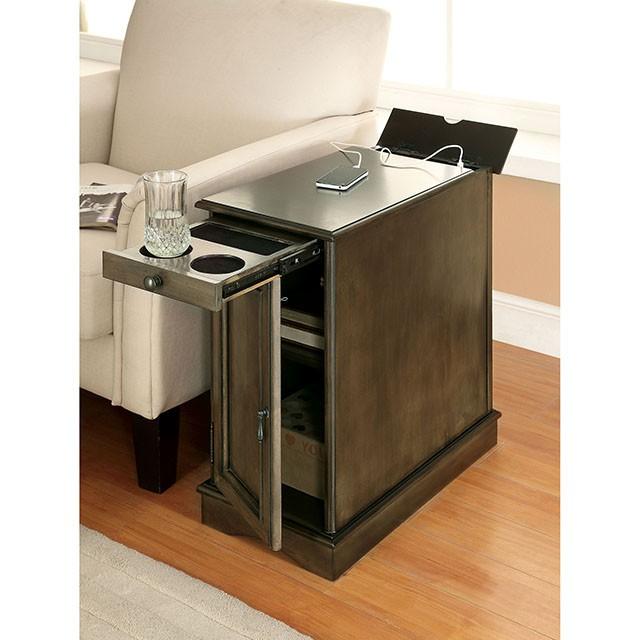 LILITH I Gray Side Table w/ USB - Furniture 4 Less Outlet (Salinas,CA)