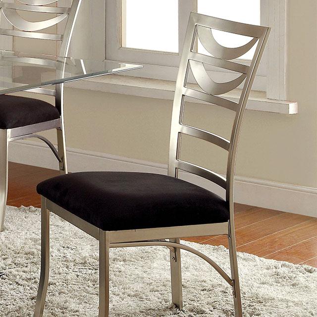 ROXO Silver/Black Side Chair (2/CTN) - Furniture 4 Less Outlet (Salinas,CA)