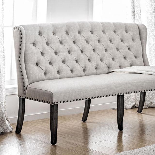 SANIA 3-Seater Loveseat Bench, Ivory - Furniture 4 Less Outlet (Salinas,CA)
