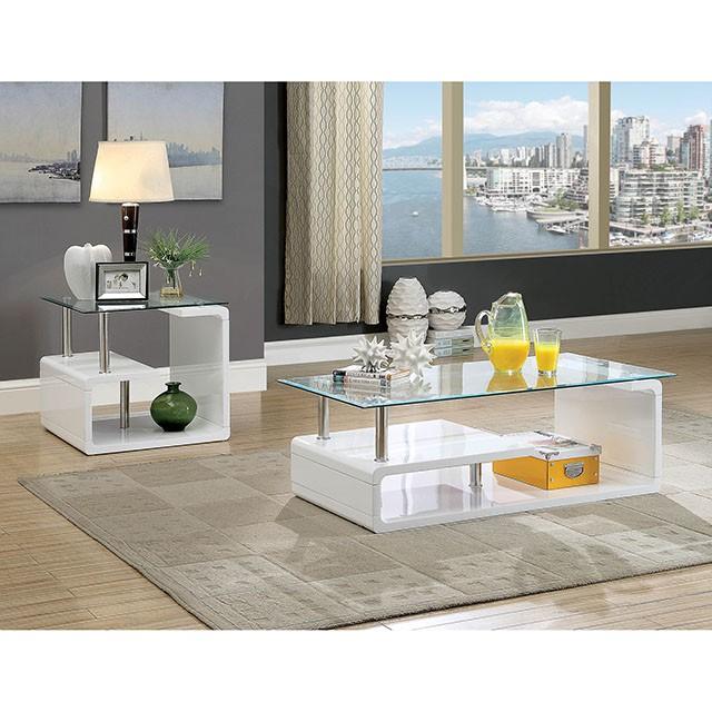 Torkel White/Chrome Coffee Table - Furniture 4 Less Outlet (Salinas,CA)