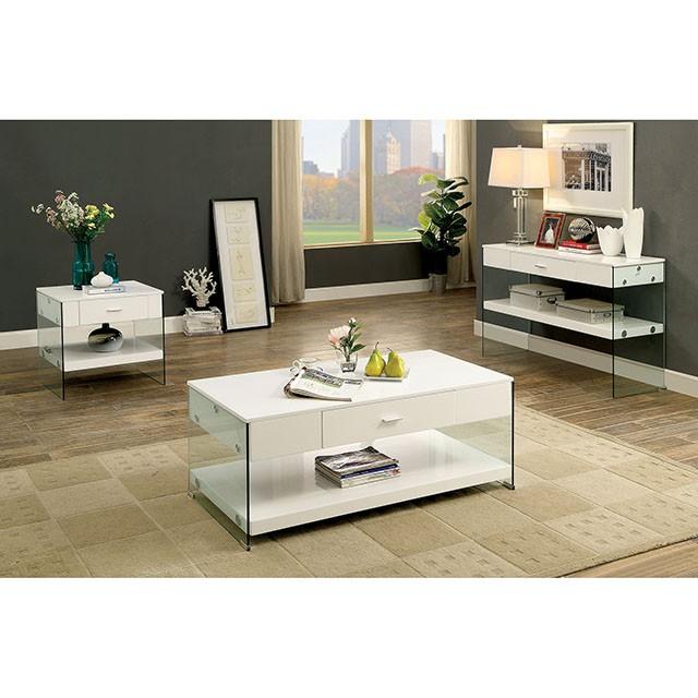 Raya White Coffee Table, White - Furniture 4 Less Outlet (Salinas,CA)