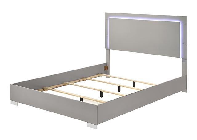 Sinistra E.King & Queen Bed White, Black & Beige - Furniture 4 Less Outlet (Salinas,CA)