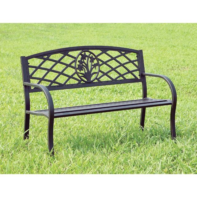 MINOT Black Patio Steel Bench - Furniture 4 Less Outlet (Salinas,CA)