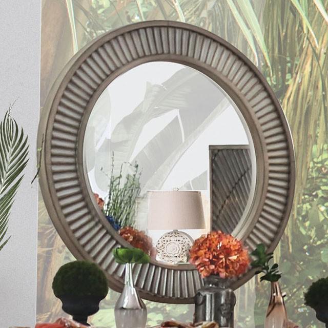 Kamalah Antique Gray Round Mirror - Furniture 4 Less Outlet (Salinas,CA)