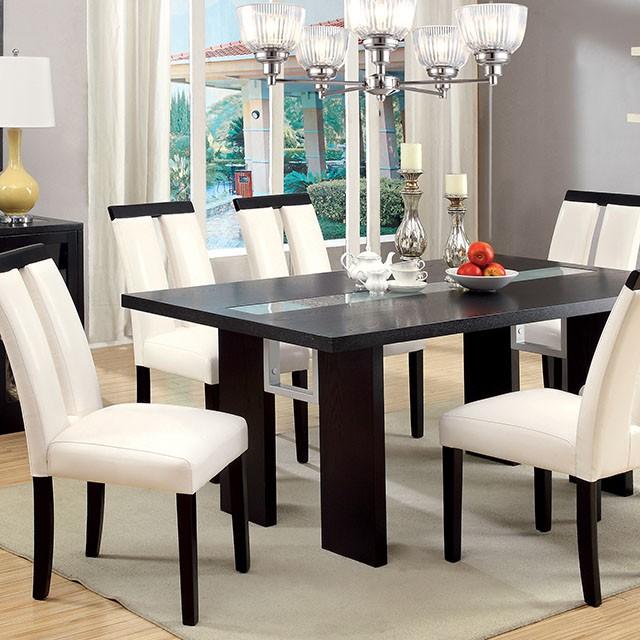 Luminar Black Glass-Insert Dining Table - Furniture 4 Less Outlet (Salinas,CA)