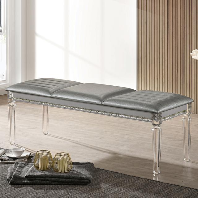 MADDIE Bench, Silver - Furniture 4 Less Outlet (Salinas,CA)