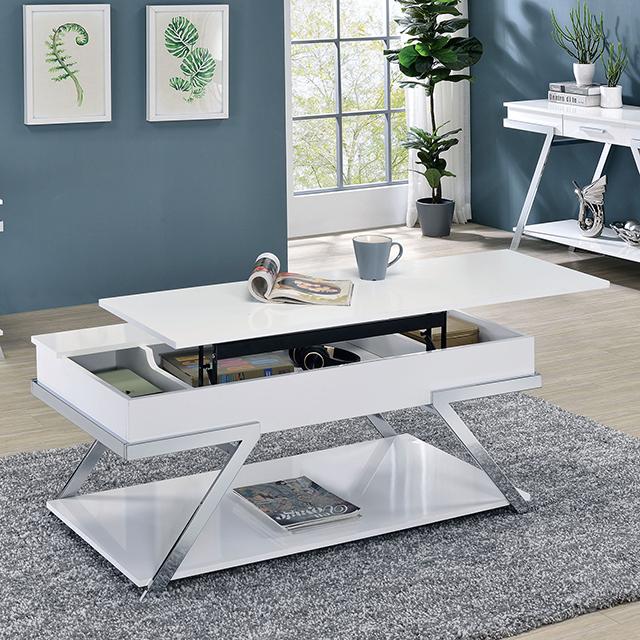 TITUS Coffee Table, White/Chrome - Furniture 4 Less Outlet (Salinas,CA)
