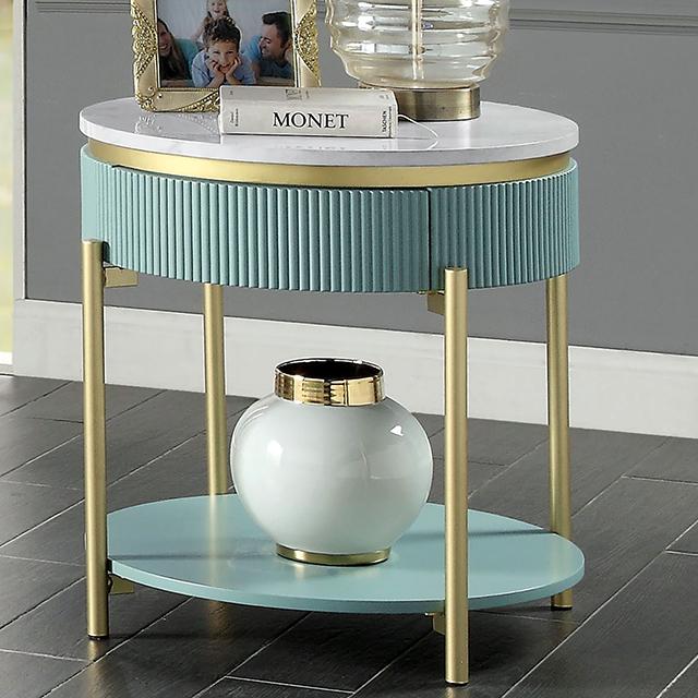 KOBLENZ End Table, Light Teal - Furniture 4 Less Outlet (Salinas,CA)