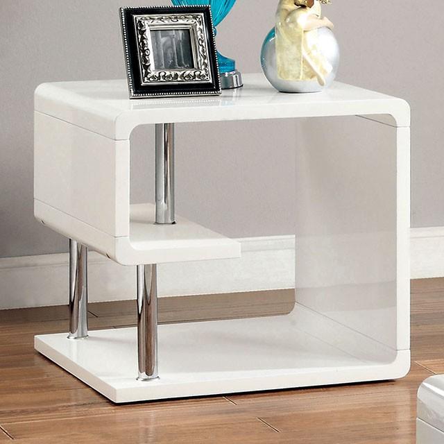 Ninove I White/Chrome End Table - Furniture 4 Less Outlet (Salinas,CA)