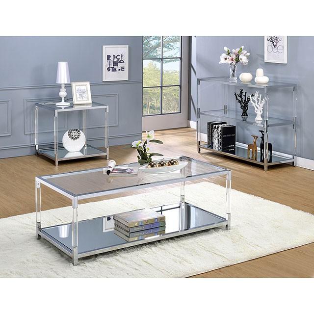 Ludvig Chrome/Clear Sofa Table - Furniture 4 Less Outlet (Salinas,CA)
