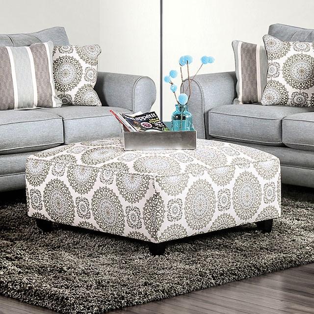 Misty Ivory/Pattern Ottoman - Furniture 4 Less Outlet (Salinas,CA)