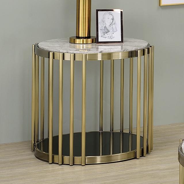 OFELIA End Table, Antique Brass/Black - Furniture 4 Less Outlet (Salinas,CA)