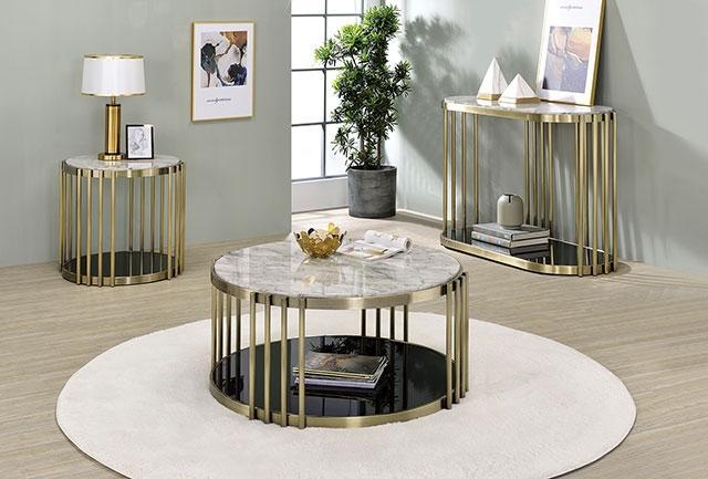 OFELIA End Table, Antique Brass/Black - Furniture 4 Less Outlet (Salinas,CA)