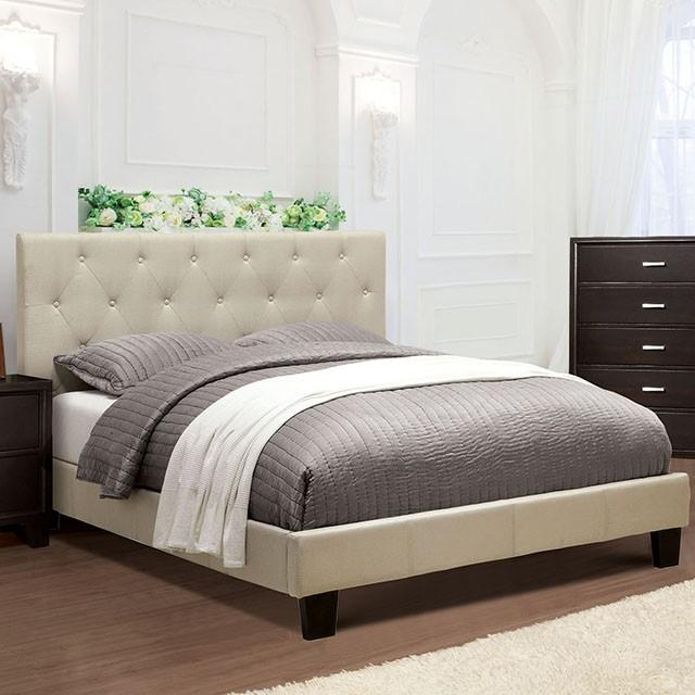 LEEROY Cal.King, E.King, & Full Bed Ivory & Gray - Furniture 4 Less Outlet (Salinas,CA)