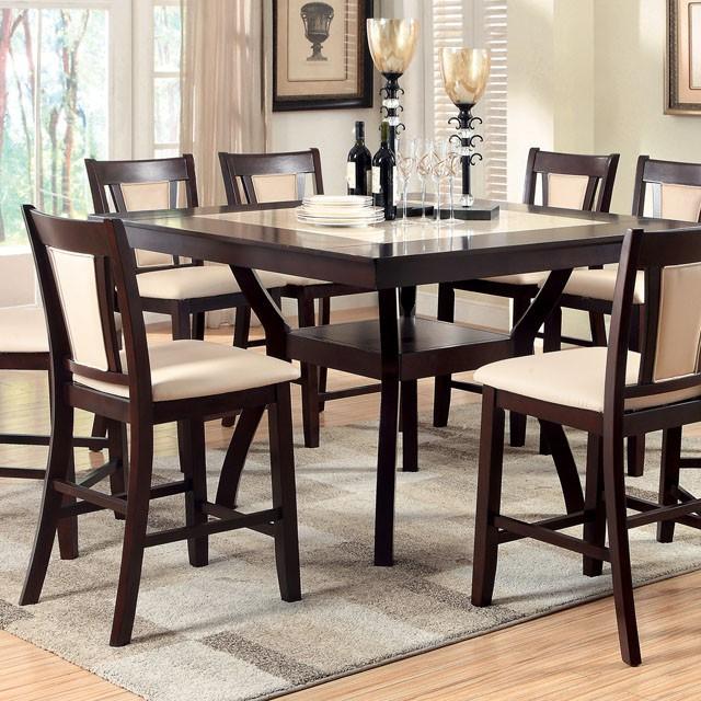 BRENT II Dark Cherry/Ivory Counter Ht. Table w/ Insert - Furniture 4 Less Outlet (Salinas,CA)
