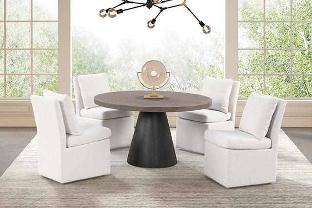 Broager 5 Pc Dining Table Set (Light Gray Swivel Chairs) - Furniture 4 Less Outlet (Salinas,CA)