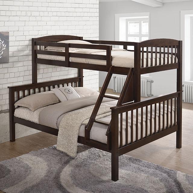 Brookings Twin/Full Bunk Bed White, Brown & Black - Furniture 4 Less Outlet (Salinas,CA)