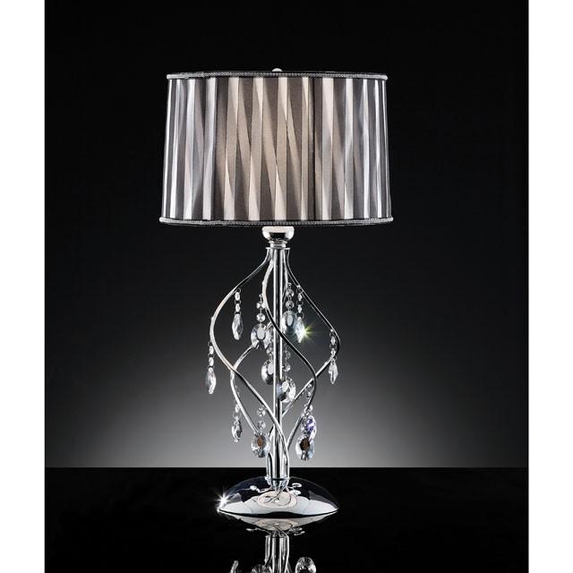 Arya Black/Chrome Table Lamp, Hanging Crystal - Furniture 4 Less Outlet (Salinas,CA)