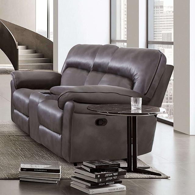 JOSIAS Loveseat, Dark Gray Leatherette - Furniture 4 Less Outlet (Salinas,CA)