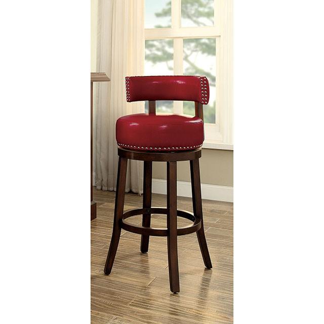 SHIRLEY Dark Oak/Red 29" Bar Stool - Furniture 4 Less Outlet (Salinas,CA)