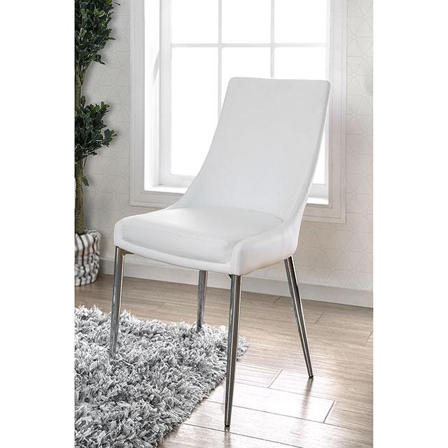 Izzy Silver/White Side Chair, White (2/CTN) - Furniture 4 Less Outlet (Salinas,CA)
