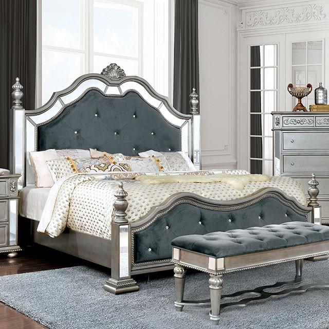Azha Silver/Gray Cal.King & Queen Bed - Furniture 4 Less Outlet (Salinas,CA)