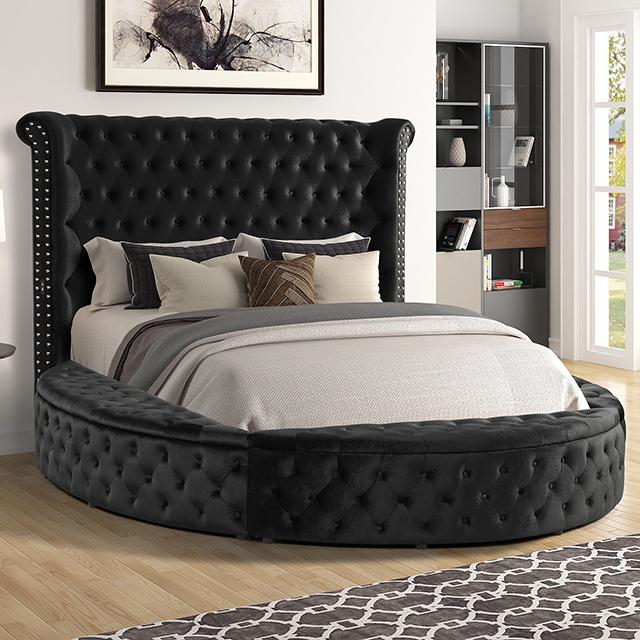SANSOM E.King & Queen Bed, Black, Blue, & Grey - Furniture 4 Less Outlet (Salinas,CA)