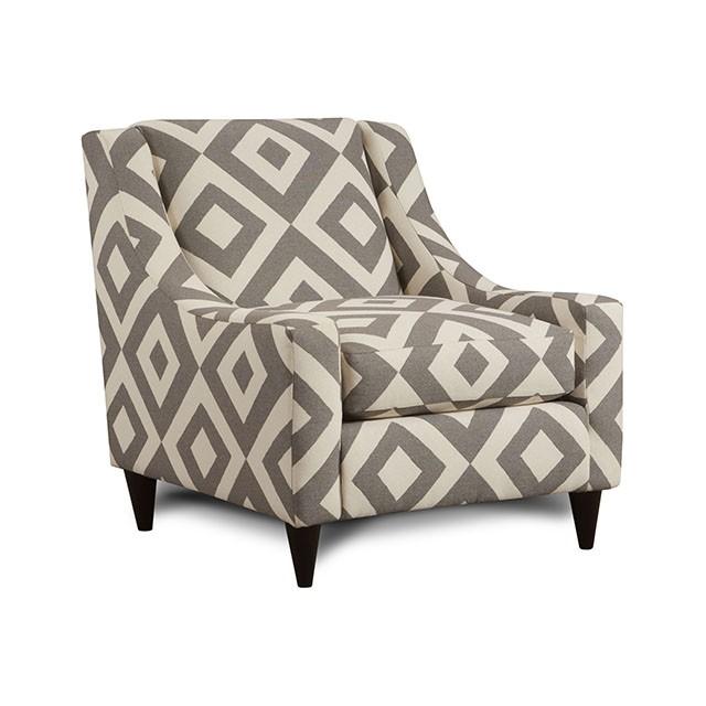 PARKER Ivory/Gray/Pattern Chair, Diamond Pattern - Furniture 4 Less Outlet (Salinas,CA)