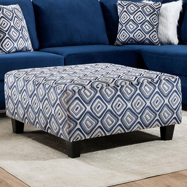 WALDPORT Ottoman, Navy/White - Furniture 4 Less Outlet (Salinas,CA)