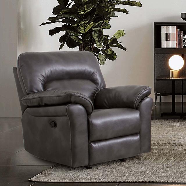 JOSIAS Glider Recliner, Dark Gray Leatherette - Furniture 4 Less Outlet (Salinas,CA)