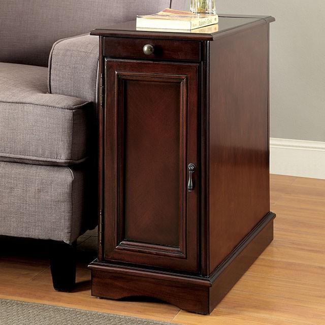LILITH I Cherry Side Table w/ USB - Furniture 4 Less Outlet (Salinas,CA)