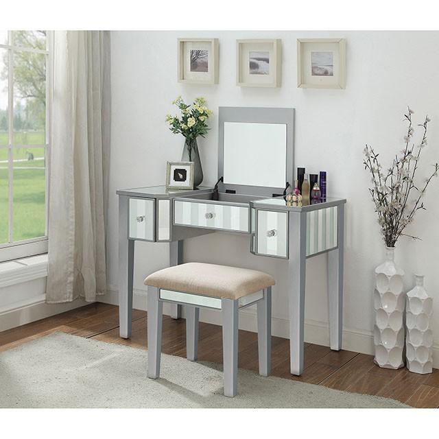 Joyce Silver Vanity w/ Stool - Furniture 4 Less Outlet (Salinas,CA)