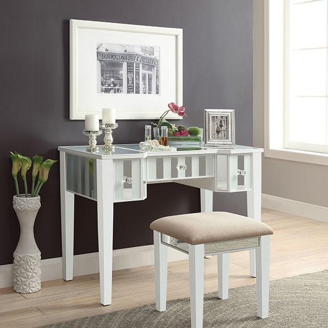 Joyce White Vanity w/ Stool - Furniture 4 Less Outlet (Salinas,CA)