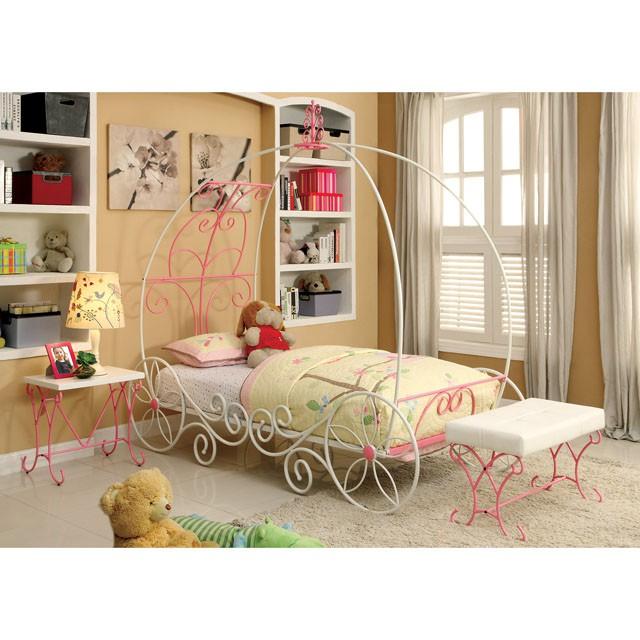 ENCHANT Pink/White Twin Bed - Furniture 4 Less Outlet (Salinas,CA)