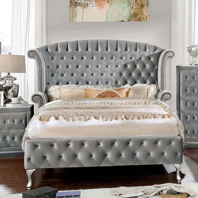 Alzir Gray & Black Queen & E.King Bed - Furniture 4 Less Outlet (Salinas,CA)