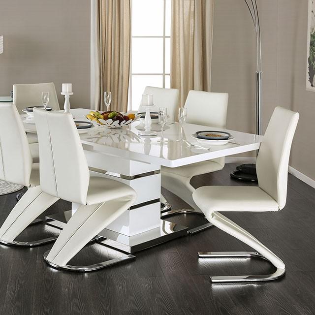 Midvale White/Chrome Dining Table - Furniture 4 Less Outlet (Salinas,CA)