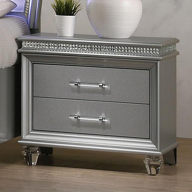 MADDIE Night Stand, Silver - Furniture 4 Less Outlet (Salinas,CA)