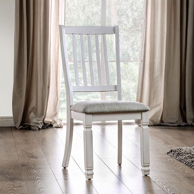 Kaliyah Vintage White/Light Gray Side Chair (2/CTN) - Furniture 4 Less Outlet (Salinas,CA)