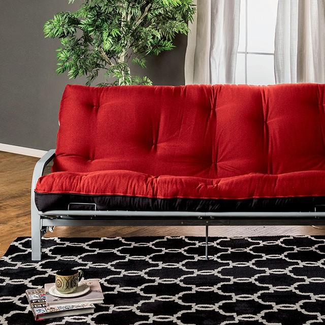 KNOX Red 8" Red/Black Futon Mattress w/ Inner Spring - Furniture 4 Less Outlet (Salinas,CA)